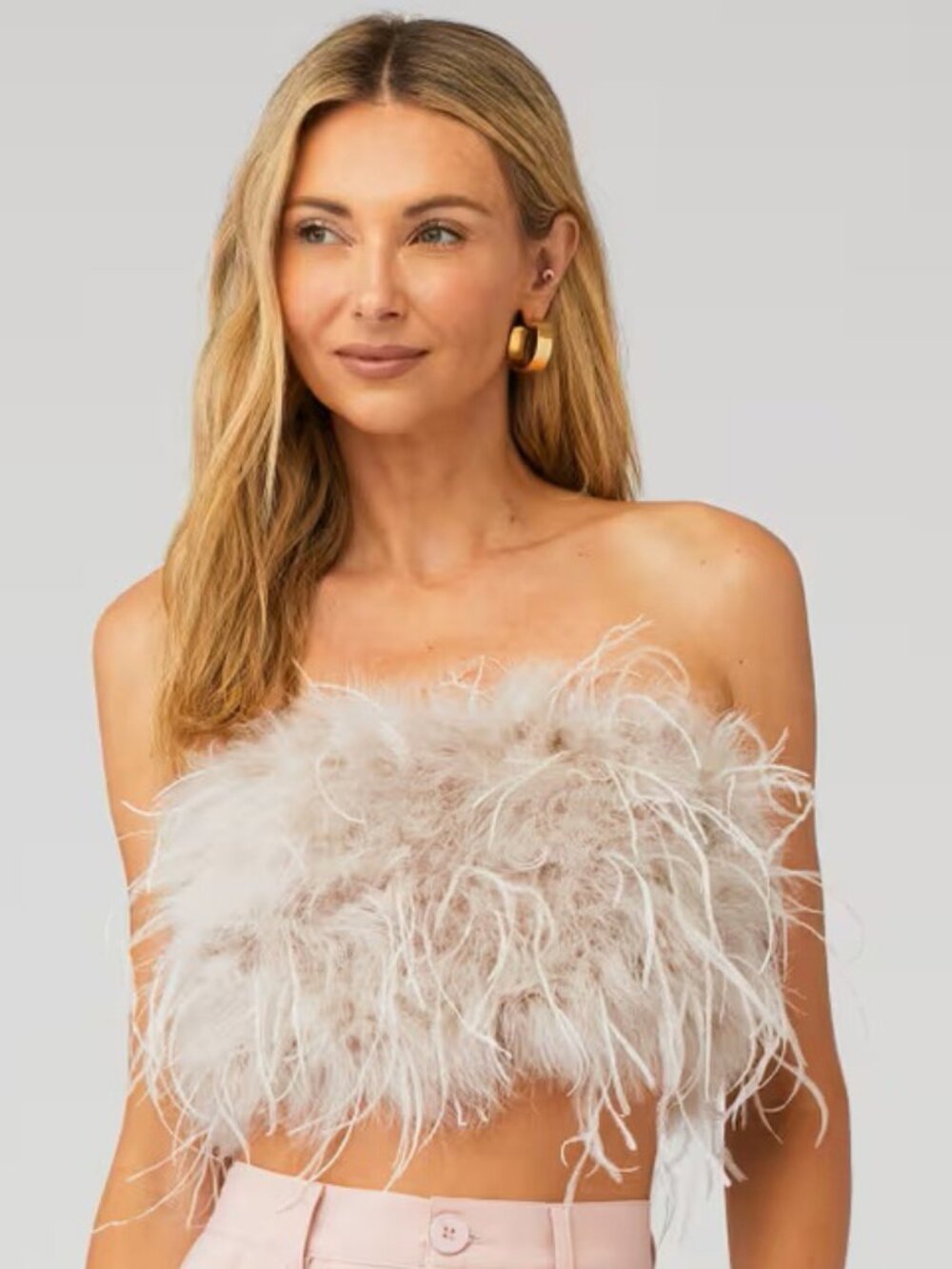 💥💥CHIC SEXY GLAM!💥💥GENUINE FEATHER CROPPED BUSTIER in BONE
